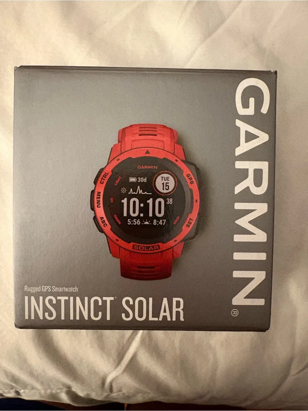 garmin Instinct Solar Rugged GPS Smartwatch - Red